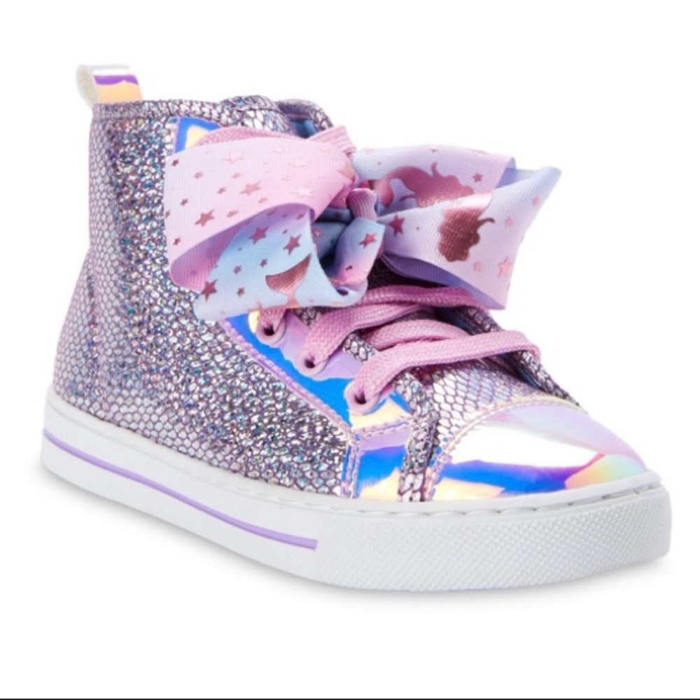 NWT JoJo Siwa Big Girls Iridescent Mermaid Bow Hi Top Sneakers Shoes